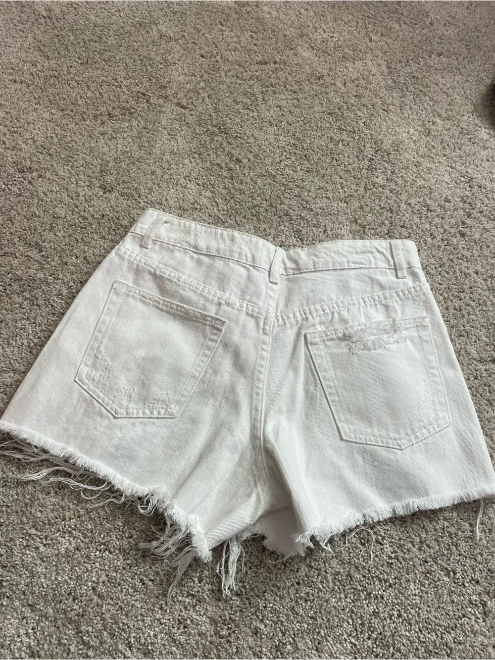 Women’s White Distressed Denim Shorts